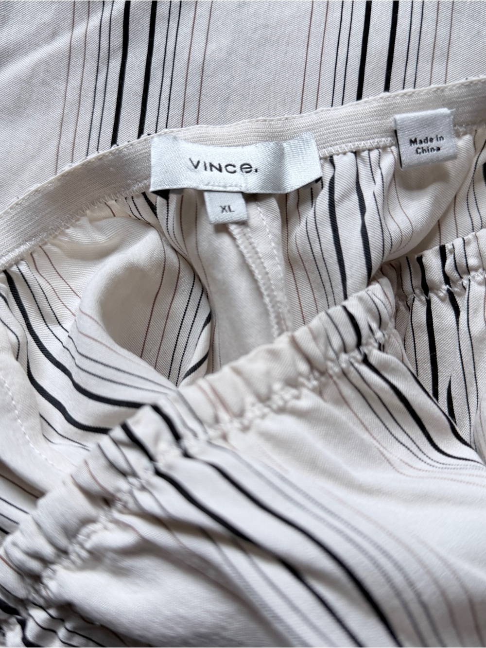 Vince off white Wide Leg Pants with Black Stripe